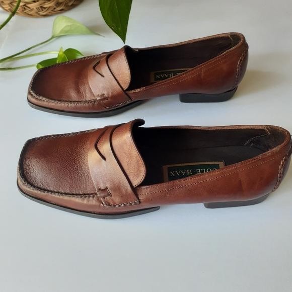 square toe penny loafers